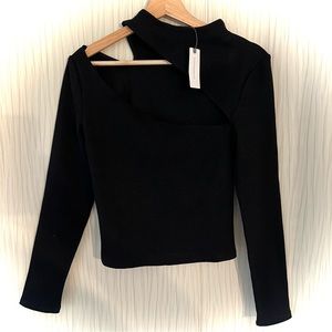 Anthropologie Asymmetrical Black Mock Neck Long Sleeve S